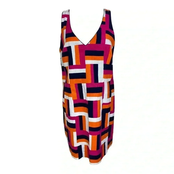 Trina Turk lined geometric print mod shift dress size 12 - Picture 1 of 6